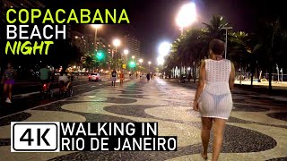 Night Walk on Copacabana Beach ðŸ‡§ðŸ‡· Brazil â€” Rio de Janeiro ã€ 4K UHD ã€‘ 2020 [upl. by Hellman110]