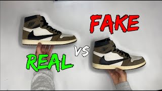 REAL VS FAKE TRAVIS SCOTT X NIKE AIR JORDAN 1 COMPARISON LATEST BATCH [upl. by Elyag240]