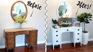 CHALK PAINTING FURNITURE TUTORIAL  FARMHOUSE STYLE [upl. by Aitra]