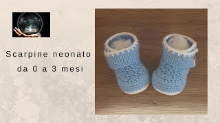 🎬TUTORIALScarpine neonato da 0 a 3 mesi ad uncinetto ♥Mary Magic Book♥ [upl. by Htezzil]