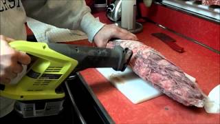 How to Cut A Costco Frozen Beef Tenderloin With A Reciprocating Saw [upl. by Yeniffit]