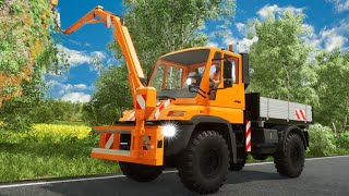 Straßenmeisterei Simulator 01 Bäume beschneiden mit dem UNIMOG [upl. by Bernette]