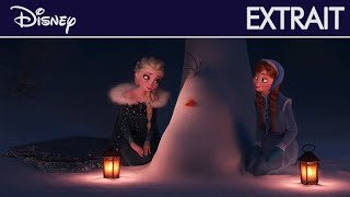 La Reine des Neiges  Joyeuses fêtes avec Olaf  Extrait  Elsa et Anna retrouvent Olaf  Disney [upl. by Joseito]