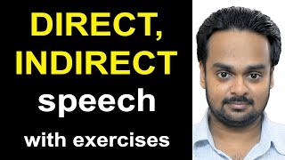 Direct Indirect Speech Narration  Reported Speech  English Grammar  with Exercises amp Quiz [upl. by Euhsoj]