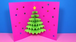 Popup Christmas Tree Card  Christmas Card Craft [upl. by Phaidra]