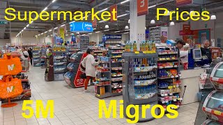 Current prices in Turkish supermarkets 5M Migros tour in Alanya Oba Turkey [upl. by Angeli]