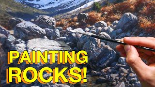 How to paint ROCKS in OILS  Landscape Painting Detail Techniques [upl. by Mose]