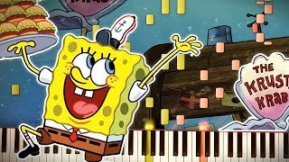 Synthesia Spongebob  KRUSTY KRAB THEME Rake Hornpipe  Piano Tutorial [upl. by Annissa]