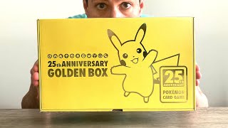 THE POKEMON 25TH ANNIVERSARY GOLDEN BOX Opening Pokemon Cards Inside [upl. by Prunella115]