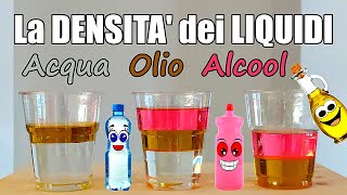 💧 ESPERIMENTO sulla Densità dei LIQUIDI Acqua Olio Alcool 🧪 [upl. by Rafi]