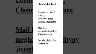 Java Module Lead [upl. by Tri]