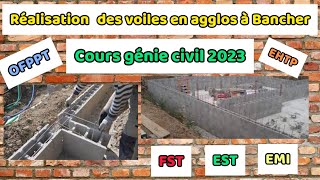 Comment monter un mur en blocs à banchergenie civil 2023 ofppt GénieCivil travauxpublics [upl. by Aidnahs]