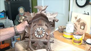 Part 1 1940s Black Forest Hubert Herr Germany Cuckoo Clock Repair [upl. by Airotel]