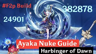 C0 F2p Ayaka Nuke Guide  Harbinger of dawn build  Ayaka showcase  Genshin Impact [upl. by Nile]