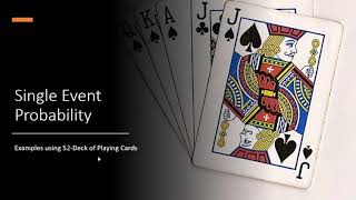 Calculate the Probability of Single Event 52Deck Playing Cards [upl. by Tiertza]