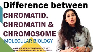 Difference Between CHROMATIN CHROMATID amp CHROMOSOME Molecular Biology NEET CSIRNET IITJAM GATE DBT [upl. by Kitrak]