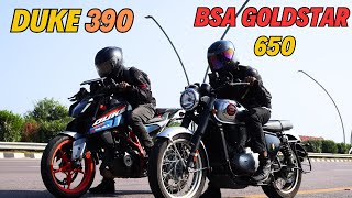 Duke390 GEN 3 vs BSA Gold Star 650 Drag Race [upl. by Potash]