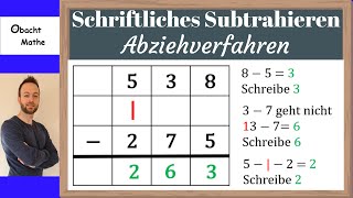 Schriftliches Subtrahieren  Abziehverfahren Bayern  Klasse 4 und 5  ObachtMathe [upl. by Lenore862]