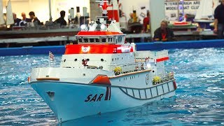 85 KG XXXL RC MODEL SHIP SAR HERMANN RUDOLF MEYER IN DETAIL AND ACTION ON THE POOL [upl. by Tallbot]