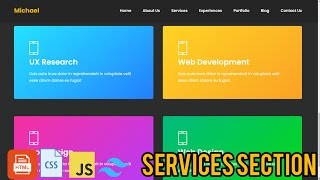 Portfolio Website Using HTML CSS Tailwind amp Javascript  Services Section Part 5 codewithsirohiya [upl. by Nyvets]