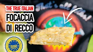 FOCACCIA DI RECCO WITH CHEESE  The THINNEST FOCACCIA in the WORLD [upl. by Anrym]