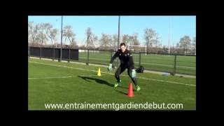 exercice gardien de but plongeon mihauteur  deplacement goalkeeper training portro [upl. by Ardnauq]