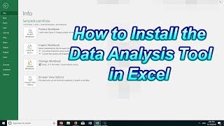 How to Install the Data Analysis Tool in Excel [upl. by Oryaj510]