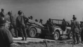 Strafing Planes and German Woman Soldiers 86th Division Crosses the Danube Infantry Support Raft [upl. by Llerref]