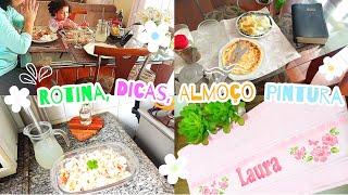 ROTINA de MÃE 🏡 Café da manhã Receita de maionese ORAÇÃO antes da refeição e pintei a TOALHA 🥳 [upl. by Enelyam315]