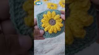 Crochet an EASY sunflower granny square today 🌻 [upl. by Cirenoj519]