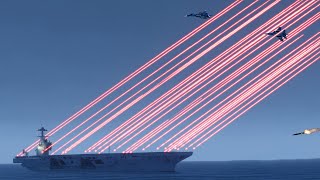 Aircraft Carrier Air Defense System Shooting Down Missiles Jets  Su34  CRAM CIWS  Simulation [upl. by Yliah29]