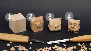 4 Simple Steps to Carve an Owl Wood Sculpture I Easy Wood Carving for Beginners [upl. by Pelagias]