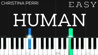 Christina Perri  Human  EASY Piano Tutorial [upl. by Maltzman377]