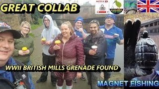 GREAT COLLAB WWII BRITISH MILLS GRENADE FOUND MAGNET FISHING [upl. by Dwight1]