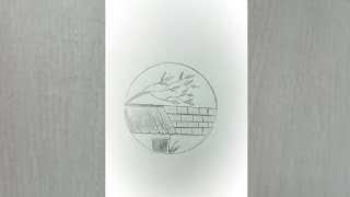 How to draw circle scenery drawing  Easy circle scenery drawing for beginners  pencil art [upl. by Rendrag]