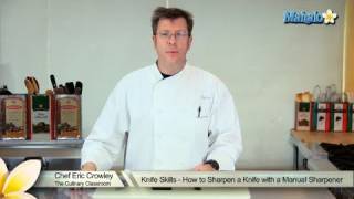 Knife Skills  How to Sharpen a Knife With a Manual Sharpener [upl. by Shaikh]