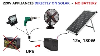 POSSIBLE  Run 220V AC Appliances with 12v 180W Solar Panel without Battery [upl. by Airotel]