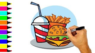 How to draw FAST FOOD  Junk Food drawing step by step [upl. by Stanway]