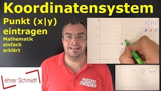 Koordinatensystem  Punkt xy eintragen  Mathematik  ganz einfach erklärt  Lehrerschmidt [upl. by Attenol]