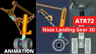 ⚡Nose Landing Gear 3D Animation ATR72 Aircraft⚡ [upl. by Neri]