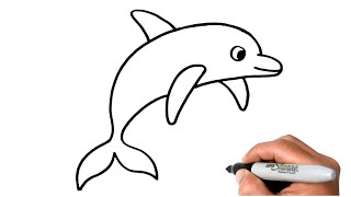 How to DRAW DOLPHIN EASY Step by Step [upl. by Ossy]