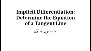 Implicit Differentiation Determine the Equation of the Tangent Line x12y127 [upl. by Hovey]