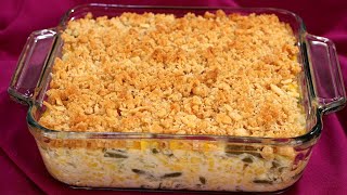 Corn and Green Bean Casserole  Amy Lynns Kitchen [upl. by Renaxela929]