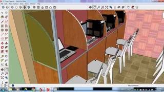 Small Cyber Cafe Design in Sketchup [upl. by Ehrsam]