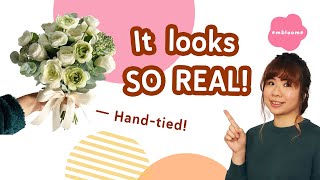 How to Make a Handtied Silk Flower Bouquet that looks Realistic  DIY Wedding  Faux flowers [upl. by Aiciruam]