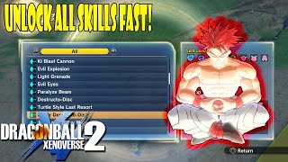 Xenoverse 2 How To Unlock All Skills In The Game In 1 Day Fastest Way To Unlock Every Skill [upl. by Eelirol165]