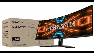 New Gigabyte G34WQC Ultra Wide Gaming Curved Monitor Unboxing and First Impressions [upl. by Ardeth]