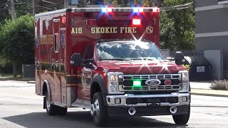 Skokie IL Fire Dept BRAND NEW Ambulance 16 Transporting [upl. by Berneta615]