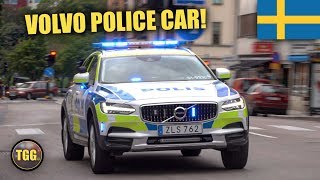 Stockholm NEW Swedish Volvo Police Car Responding with Lights amp Siren [upl. by Bradney]