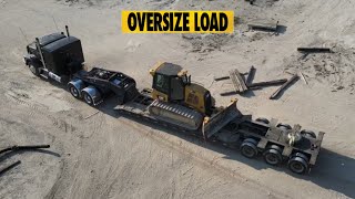 POV  Kenworth hauling CAT D5 dozer OVERSIZE LOAD [upl. by Aikemit]